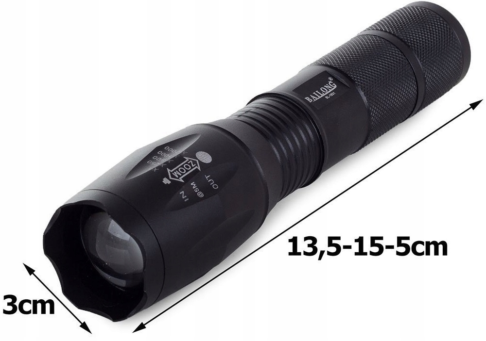 Mocna Latarka Taktyczna Led Wojskowa Policyjna Z Nakładką Sygnalizacyjna