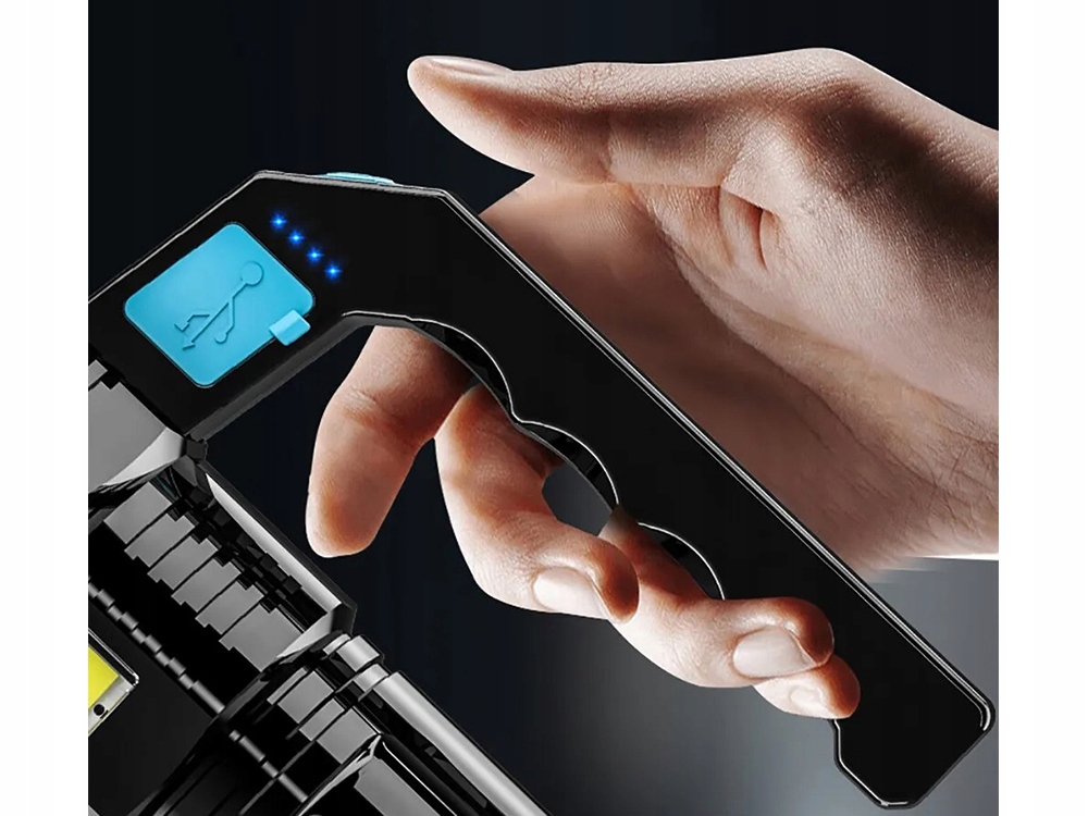 Latarka Akumulatorowa Szperacz Biwakowa Led Mocna Wielofunkcyjna 5x Led 2w1