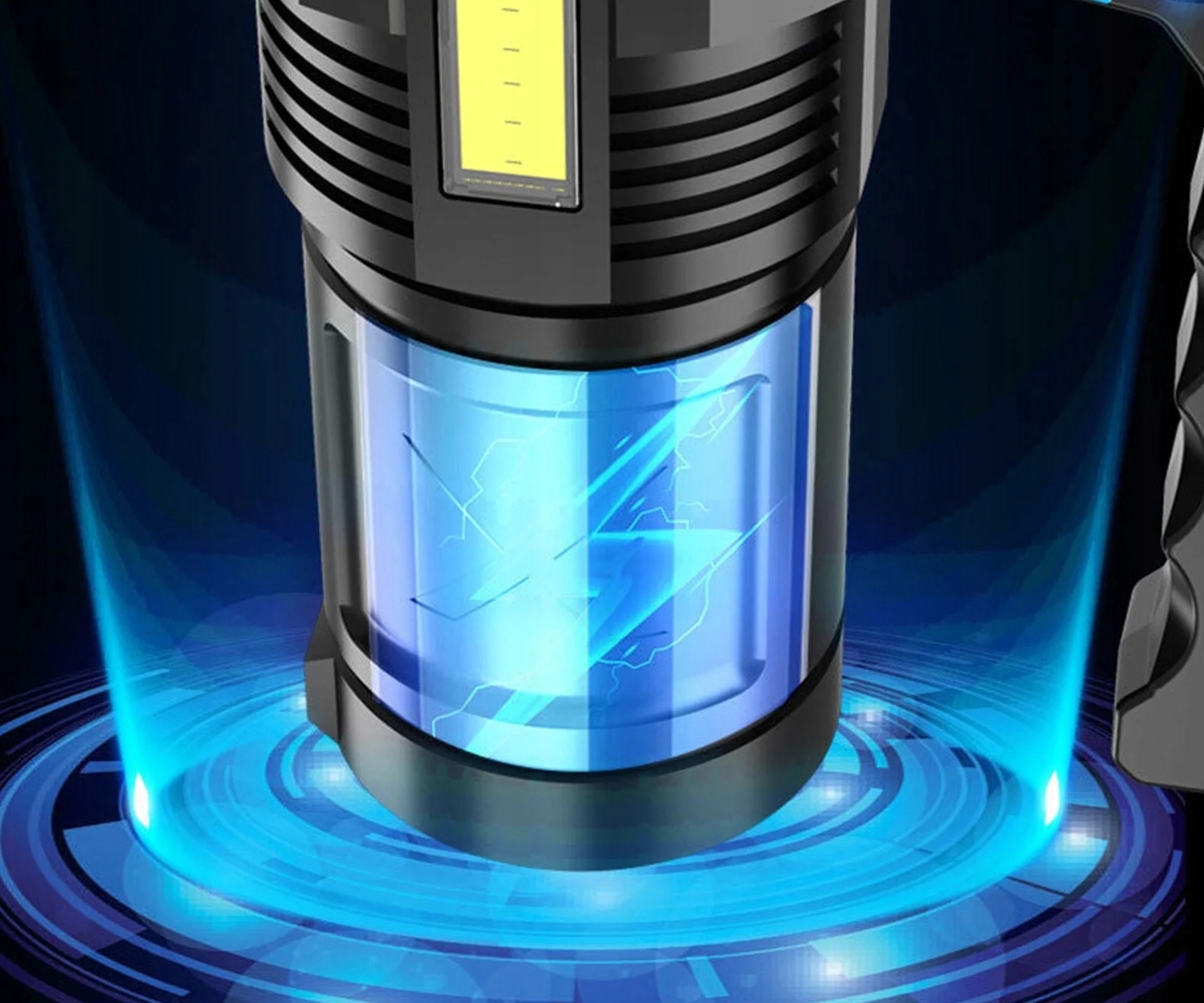 Latarka Akumulatorowa Szperacz Biwakowa Led Mocna Wielofunkcyjna 5x Led 2w1