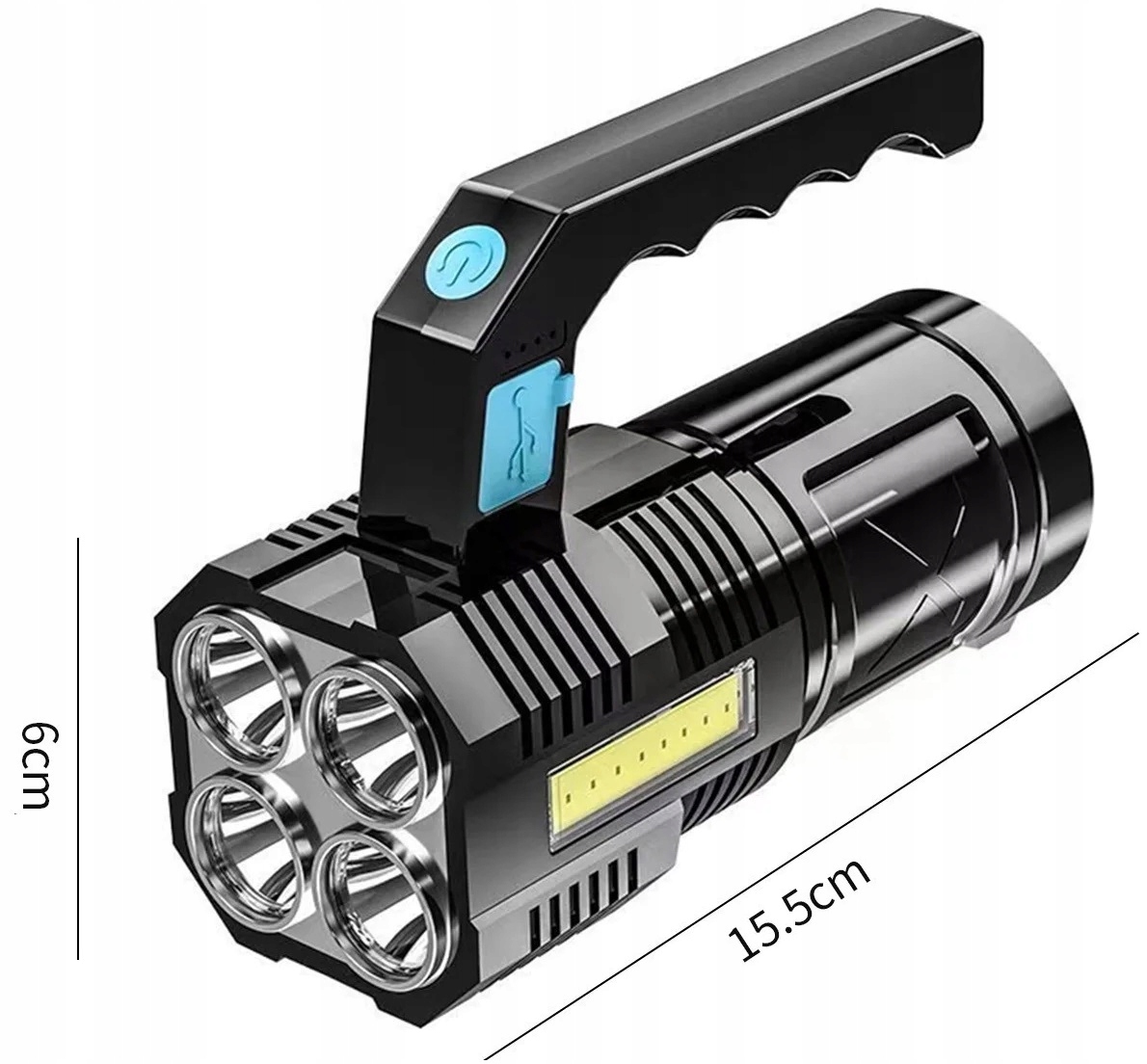 Latarka Akumulatorowa Szperacz Biwakowa Led Mocna Wielofunkcyjna 5x Led 2w1