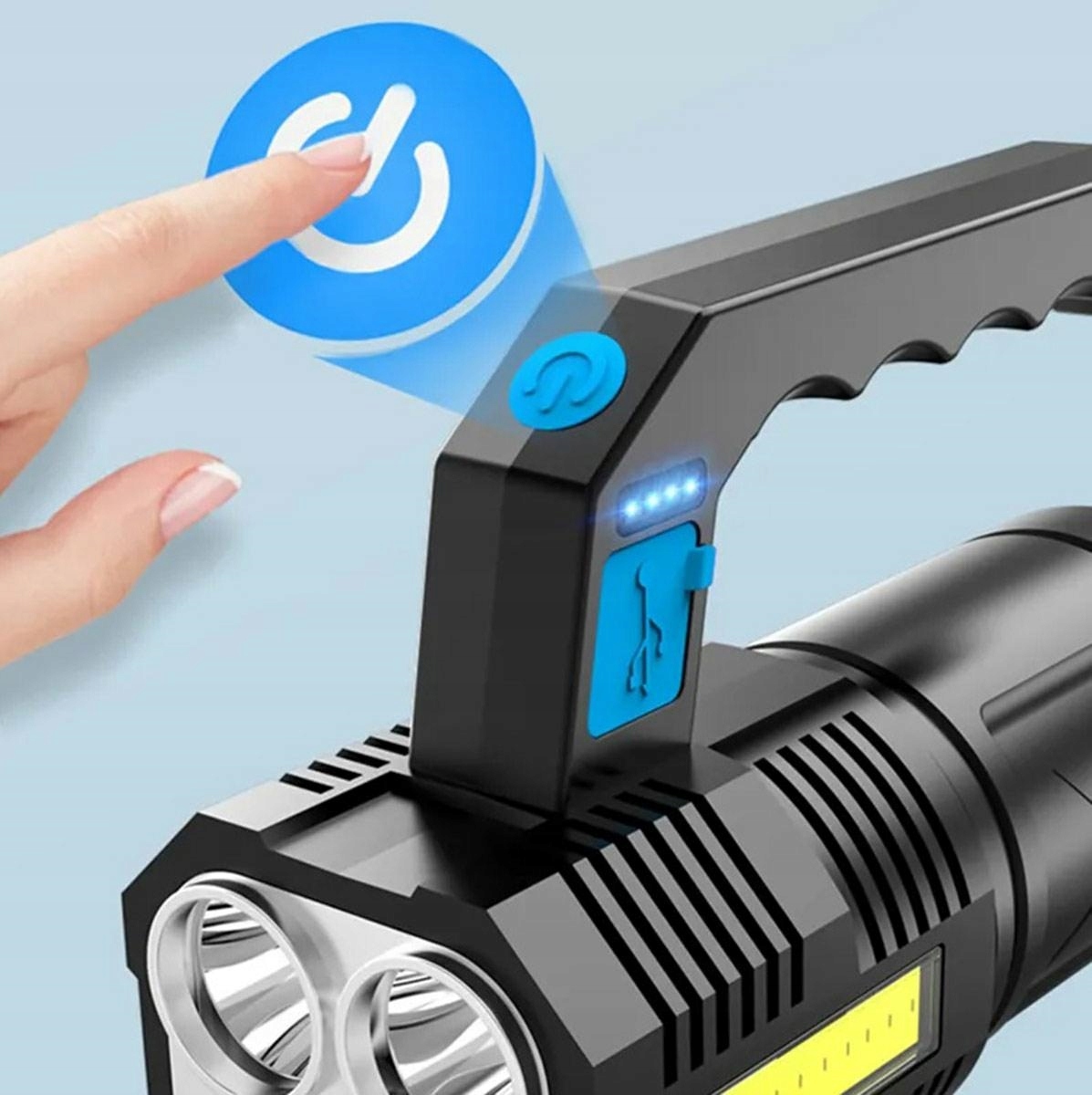 Latarka Akumulatorowa Szperacz Biwakowa Led Mocna Wielofunkcyjna 5x Led 2w1