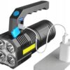 Latarka Akumulatorowa Szperacz Biwakowa Led Mocna Wielofunkcyjna 5x Led 2w1