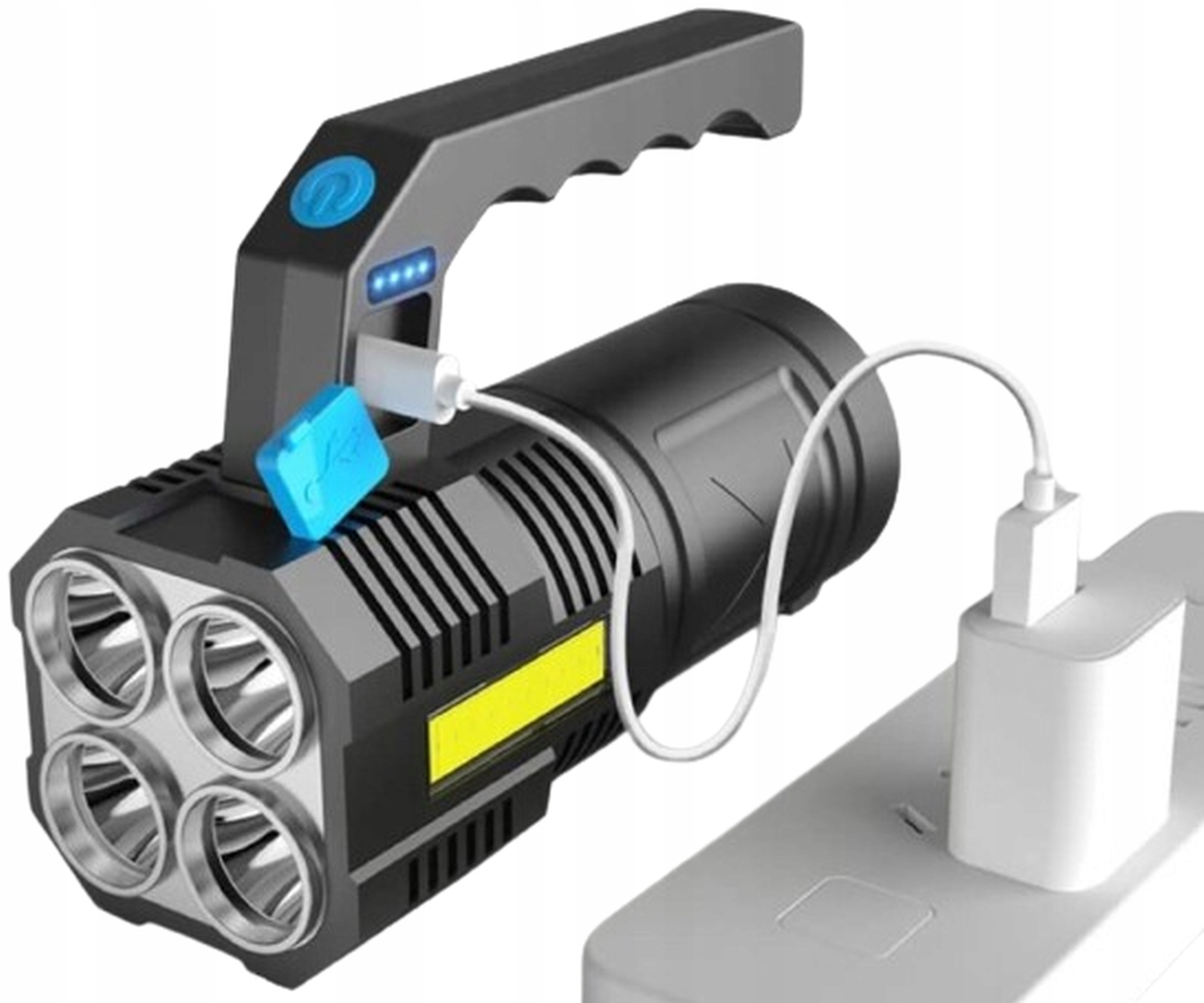 Latarka Akumulatorowa Szperacz Biwakowa Led Mocna Wielofunkcyjna 5x Led 2w1