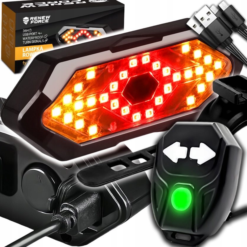 Mocna Lampka Rowerowa Tylna Kierunkowskazy Rowerowe Światło Tył Led Usb