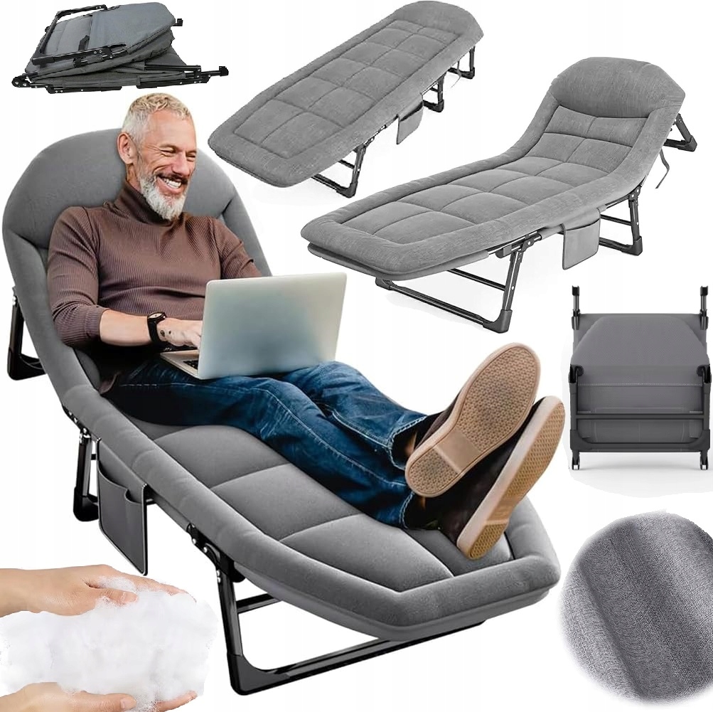 Łóżko Turystyczne Składane Polowe Leżak Kanadyjka Leżanka Stabilne Materac