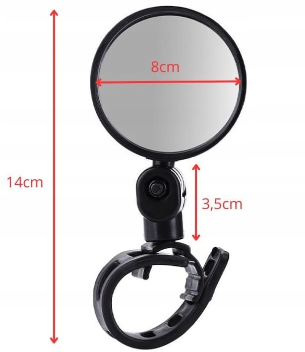 Lusterko Rowerowe Na Kierownicę Do Roweru Na Manetkę Wypukłe Wsteczne 360