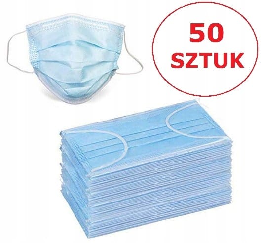 Maseczka Jednorazowa 3 Warstwowa Maseczki 50sztuk
