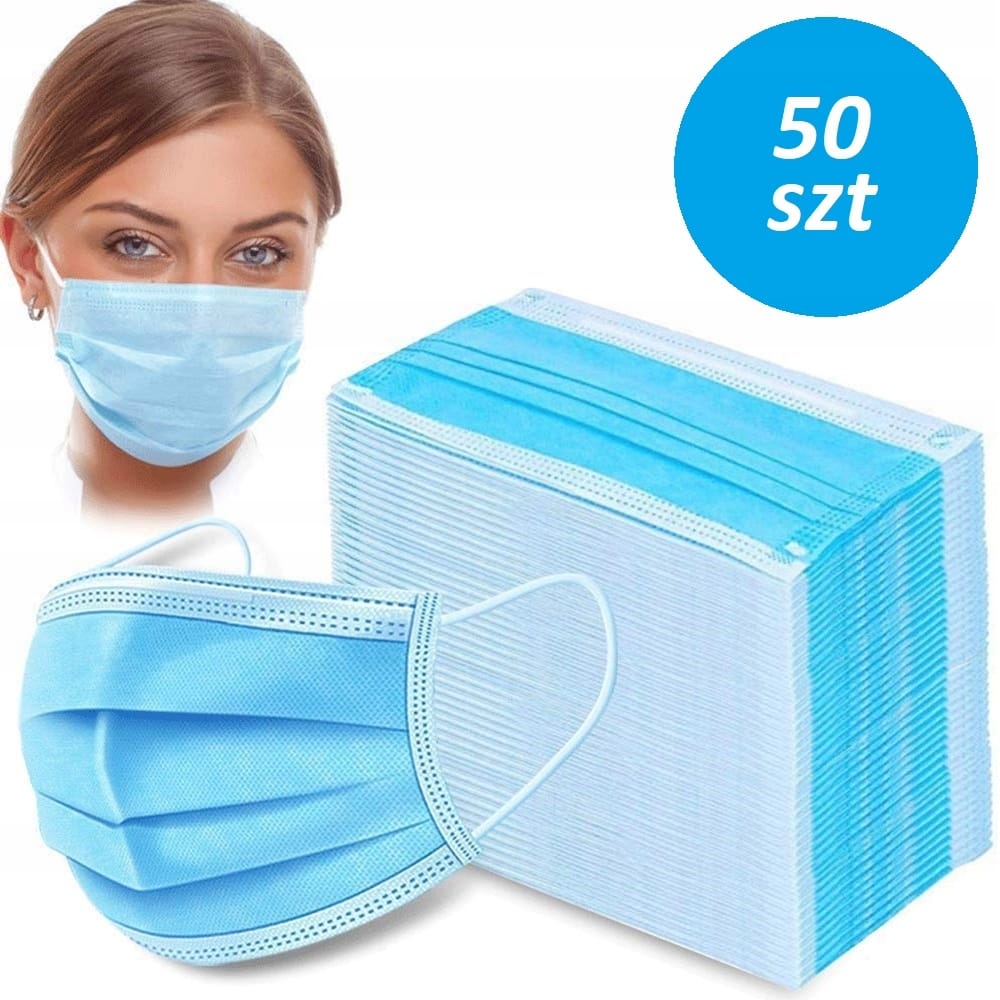 Maseczka Jednorazowa 3 Warstwowa Maseczki 50sztuk