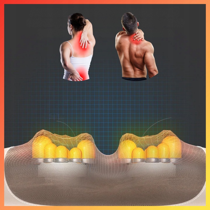 Masażer Grzejący Poduszka Shiatsu Masująca Pleców Kark Ciało Plecy Nogi