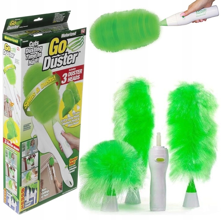 Elektryczna Szczotka Obrotowa Zmiotka Do Kurzu Brudu 3x Końcówki Na Baterie