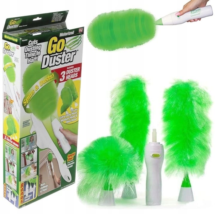 Elektryczna Szczotka Obrotowa Zmiotka Do Kurzu Brudu 3x Końcówki Na Baterie