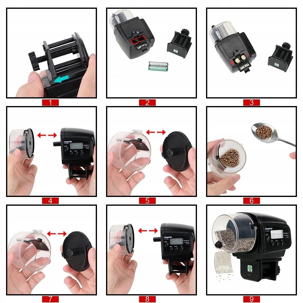 Karmnik Automatyczny Dla Ryb Rybek Podajnik Pokarmu Do Akwarium Lcd
