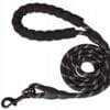 Smycz Dla Psa Krótka Linka Treningowa Gruba Karabińczyk 1,2m Czarna Odblask