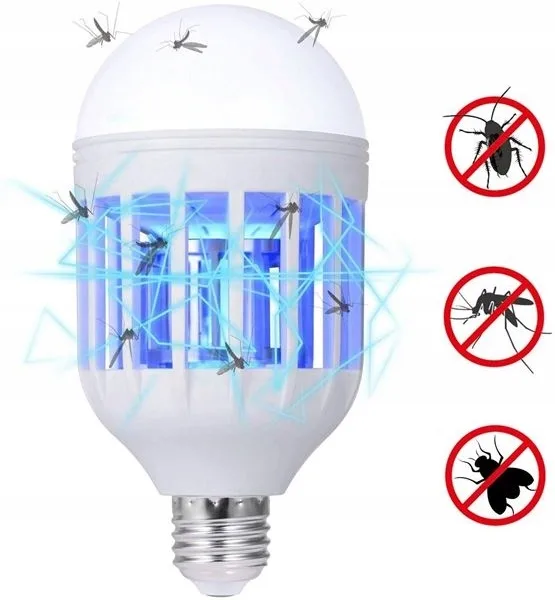 Lampa Żarówka Owadobójcza 2w1led Uv Komary 15w E27 Przeciw Owadom Insektom