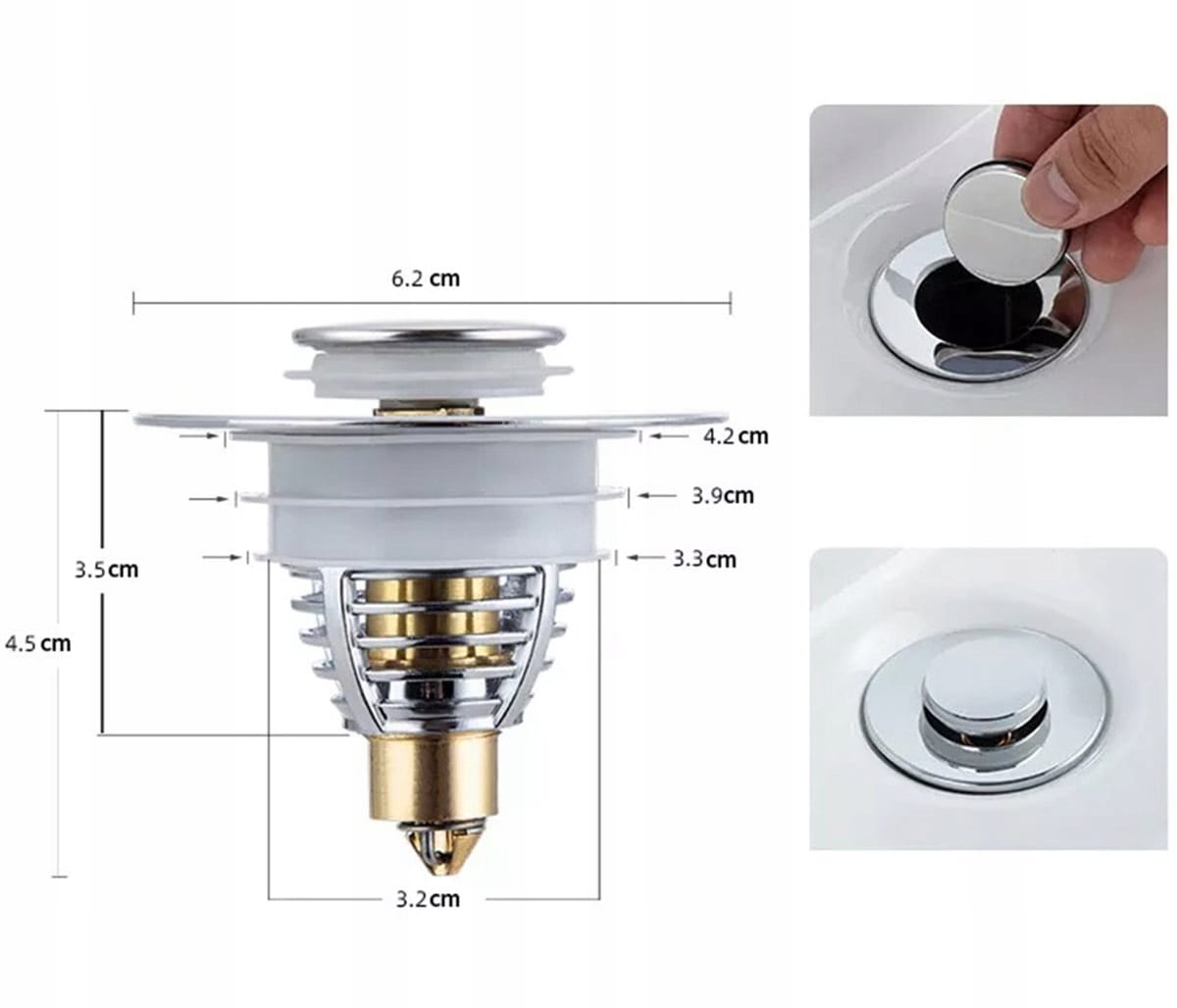 image-386.jpeg Uniwersalny Korek Do Umywalek Filtr Odpływowy Klik Klak Umywalkowy Silver