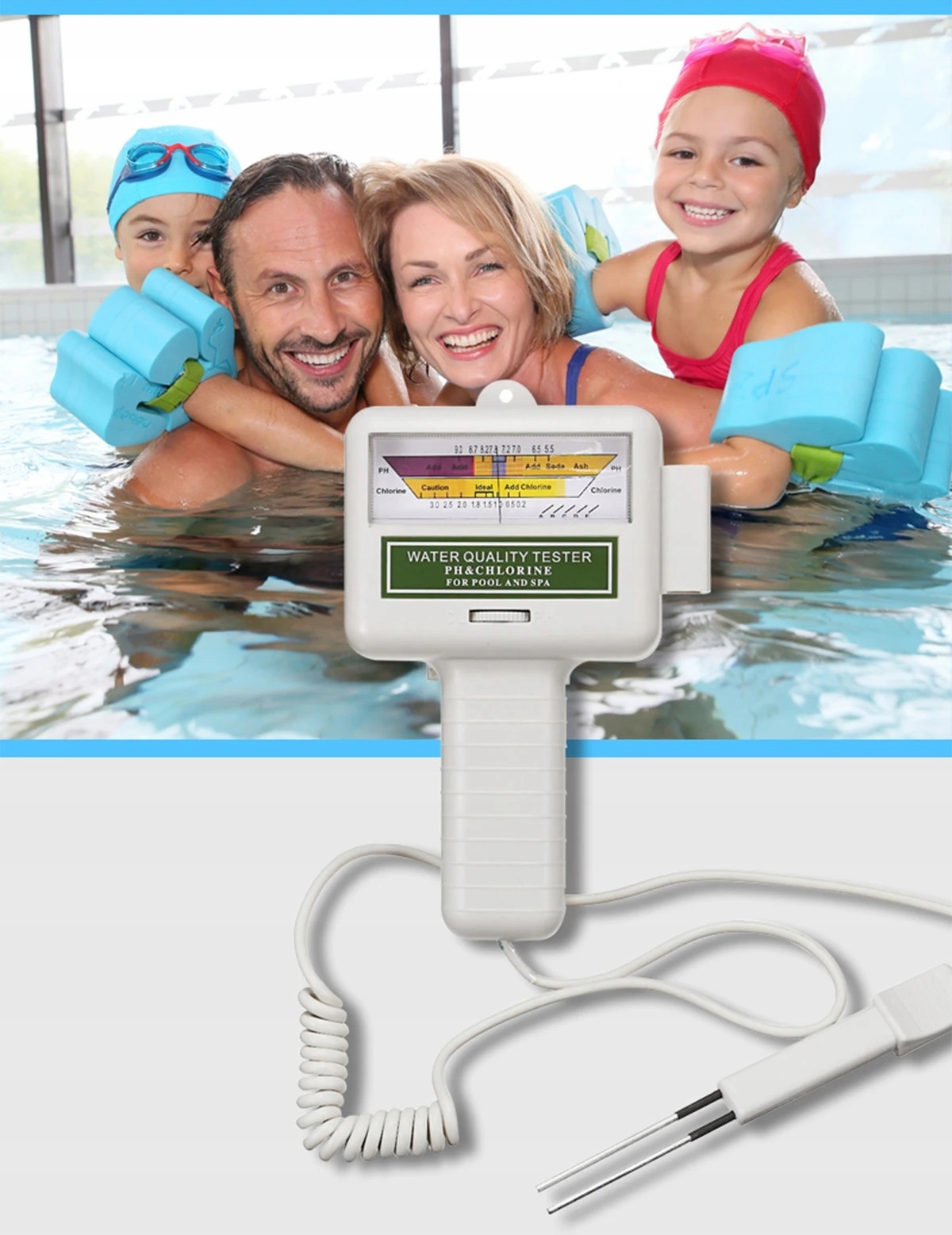 image-502.jpeg Miernik Basenowy Ph I Chloru Tester Do Wody Basenu Jacuzzi Mierzy Poziom