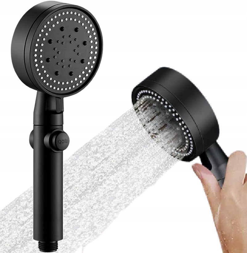 Słuchawka Prysznicowa Oszczędna Z 5 Funkcji Czarna