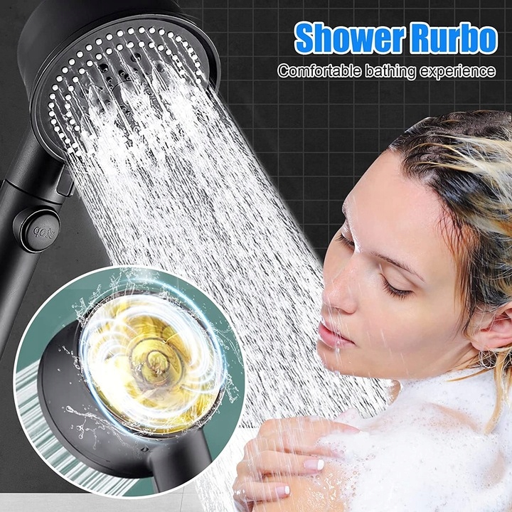 Słuchawka Prysznicowa Oszczędna Z 5 Funkcji Czarna