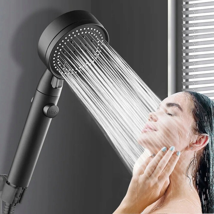 Słuchawka Prysznicowa Oszczędna Z 5 Funkcji Czarna