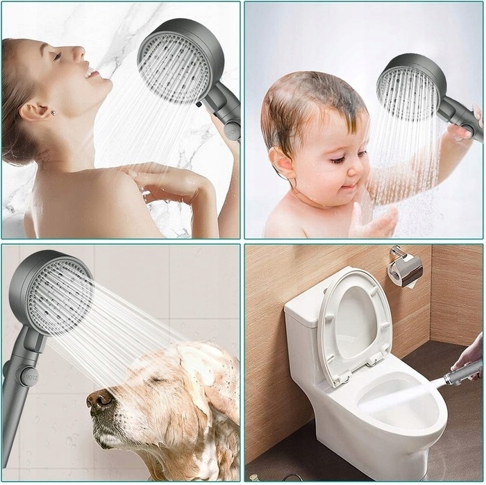 Słuchawka Prysznicowa Oszczędna Z 5 Funkcji Czarna