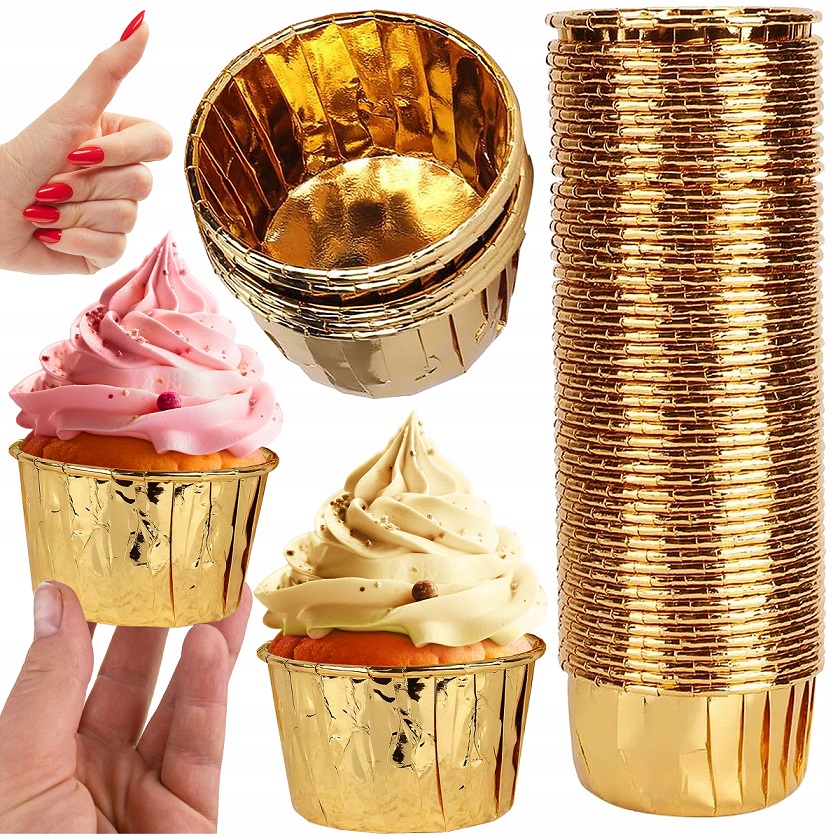 Papilotki Na Muffinki Złote Foremki Kubeczki Do Muffinek Babeczek 50 Sztuk