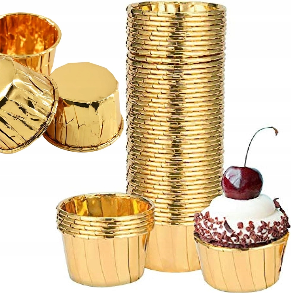 Papilotki Na Muffinki Złote Foremki Kubeczki Do Muffinek Babeczek 50 Sztuk