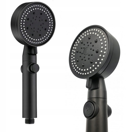 Zestaw Prysznicowy Czarny Słuchawka Prysznicowa Czarna Wąż Uchwyt Oszczędna