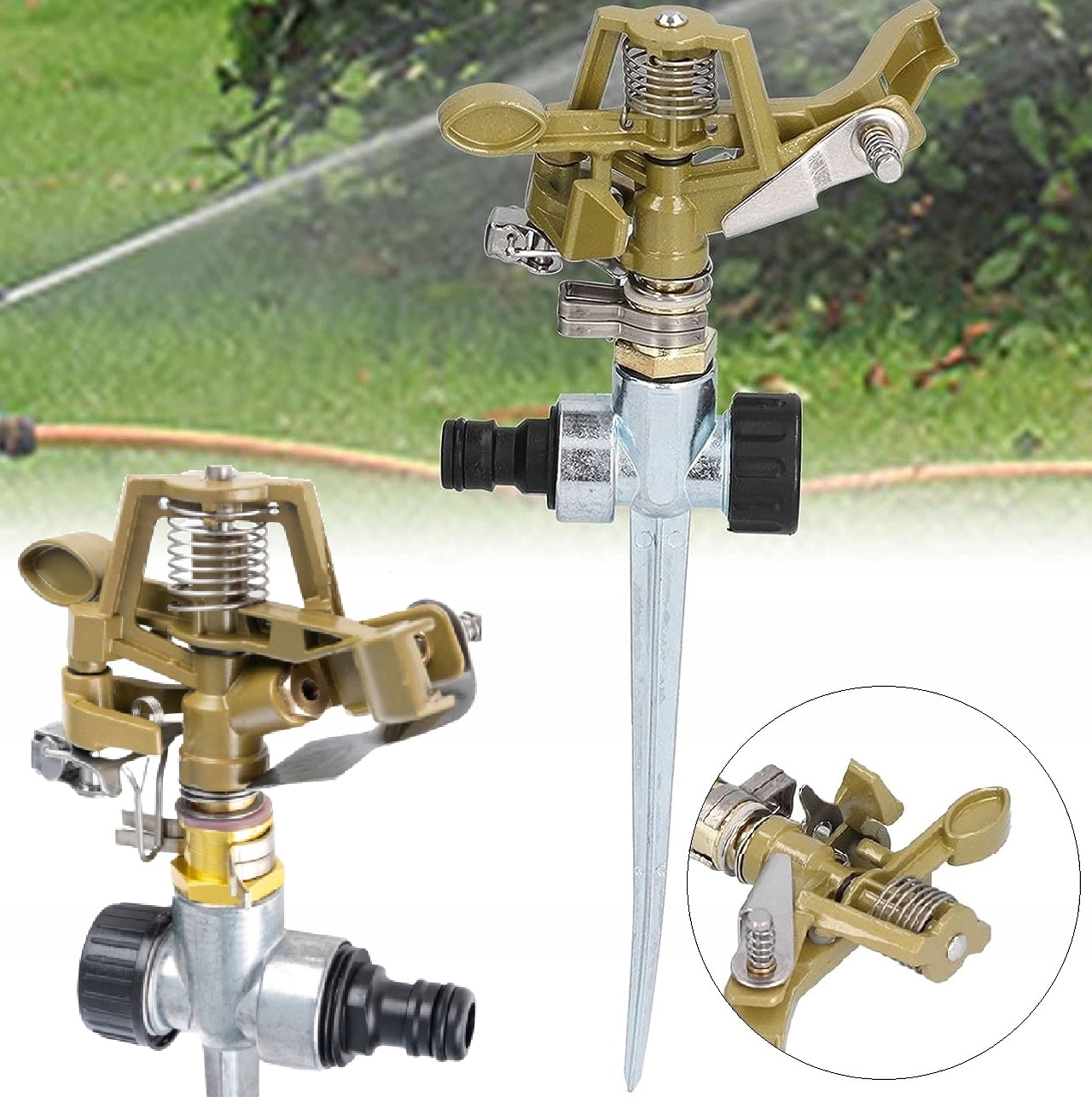 image-742.jpeg Zraszacz Trawy Ogrodowy Pulsacyjny Metalowy Obrotowy 360 Do Podlewania