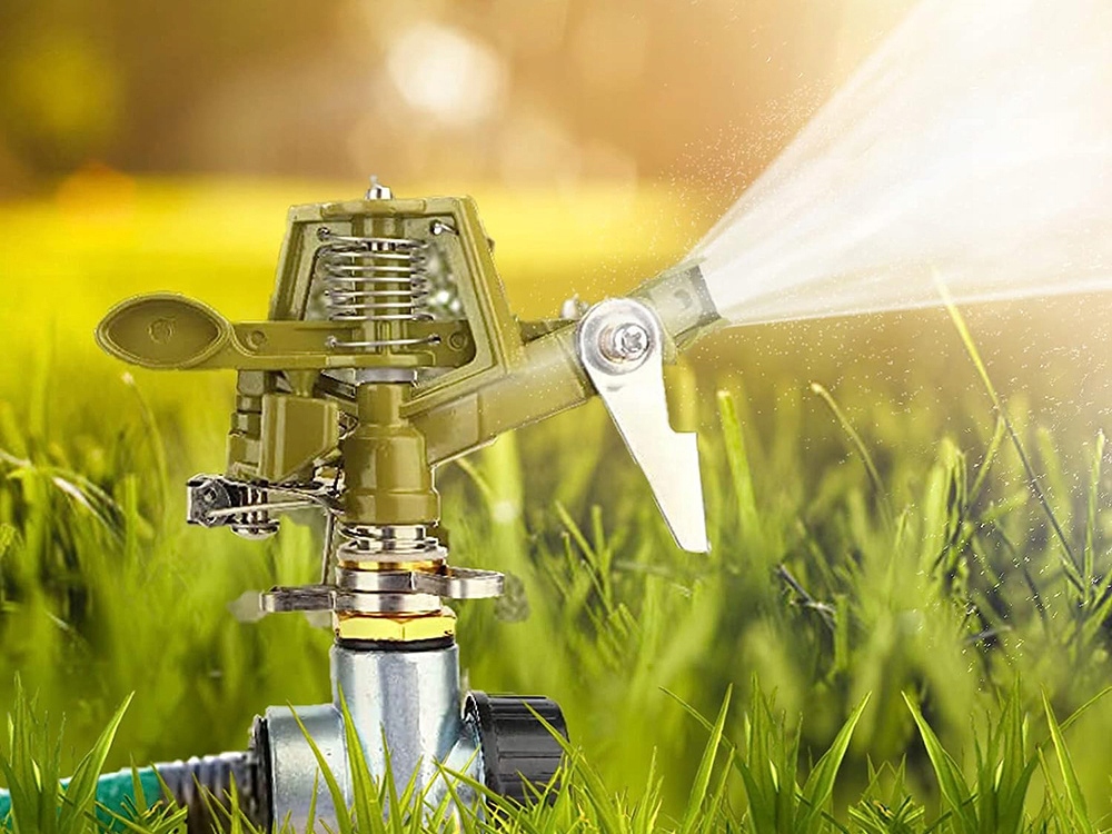 Zraszacz Trawy Ogrodowy Pulsacyjny Metalowy Obrotowy 360 Do Podlewania