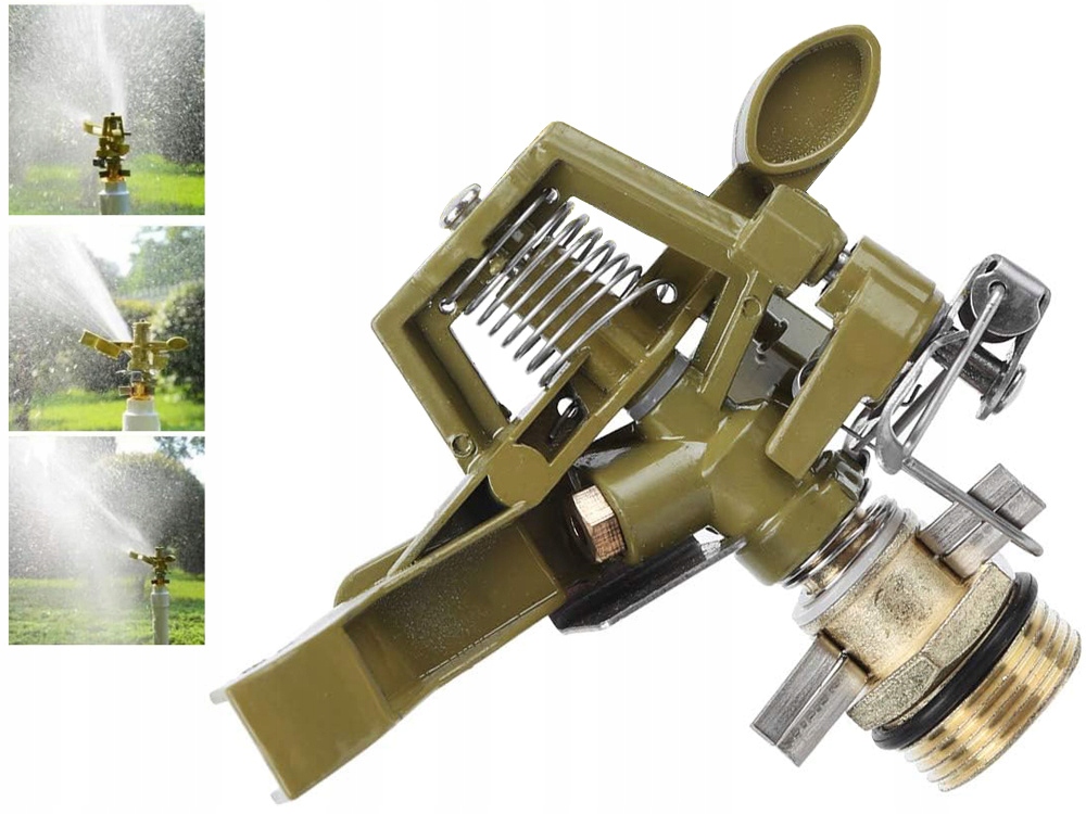 Zraszacz Trawy Ogrodowy Pulsacyjny Metalowy Obrotowy 360 Do Podlewania