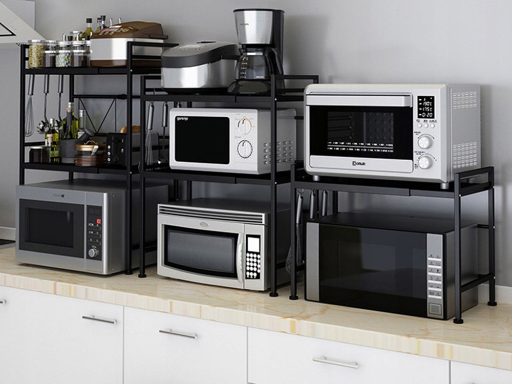 image-759.jpeg Półka Stojak Na Mikrofalówkę Kuchenny Regał Na Przyprawy Dwupoziomowy Półki