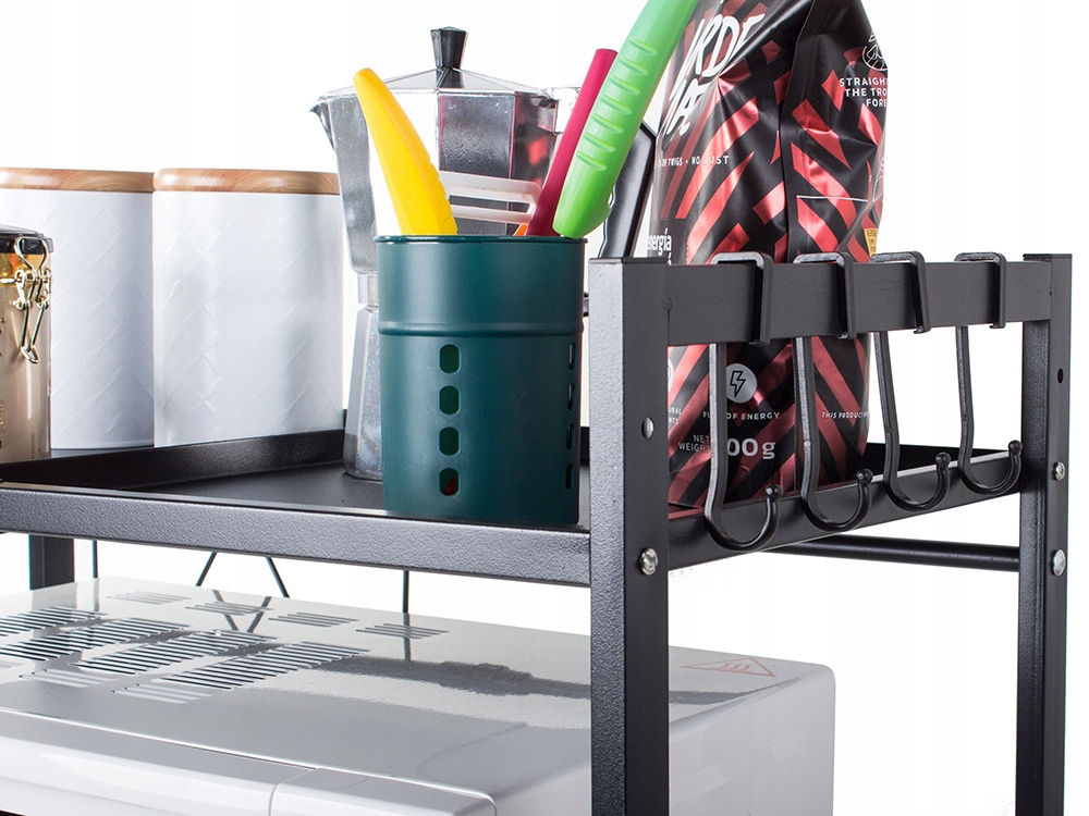 image-761.jpeg Półka Stojak Na Mikrofalówkę Kuchenny Regał Na Przyprawy Dwupoziomowy Półki