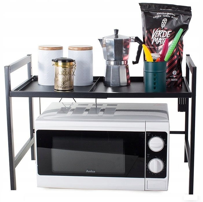 image-762.jpeg Półka Stojak Na Mikrofalówkę Kuchenny Regał Na Przyprawy Dwupoziomowy Półki