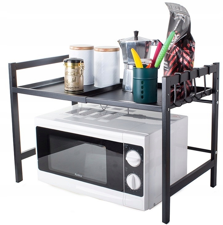 image-766.jpeg Półka Stojak Na Mikrofalówkę Kuchenny Regał Na Przyprawy Dwupoziomowy Półki