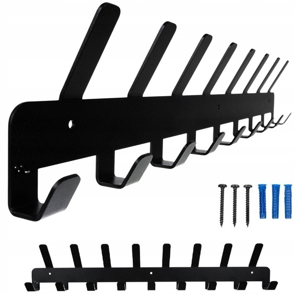 Duży Wieszak Ścienny Na Ubrania Czapki Czarny Loft 17 Haczyków Przedpokój