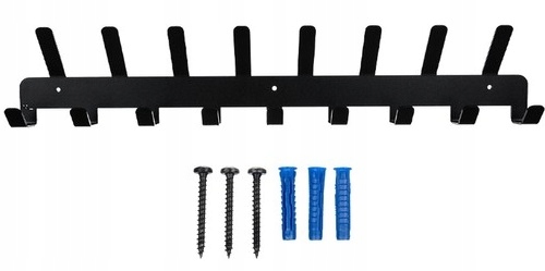 Duży Wieszak Ścienny Na Ubrania Czapki Czarny Loft 17 Haczyków Przedpokój