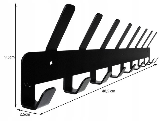 Duży Wieszak Ścienny Na Ubrania Czapki Czarny Loft 17 Haczyków Przedpokój