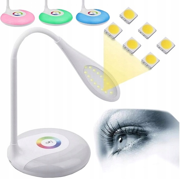 Lampka Biurkowa Led Na Biurko Lampa Szkolna Rgb Barwy Dotyk Usb Stojąca