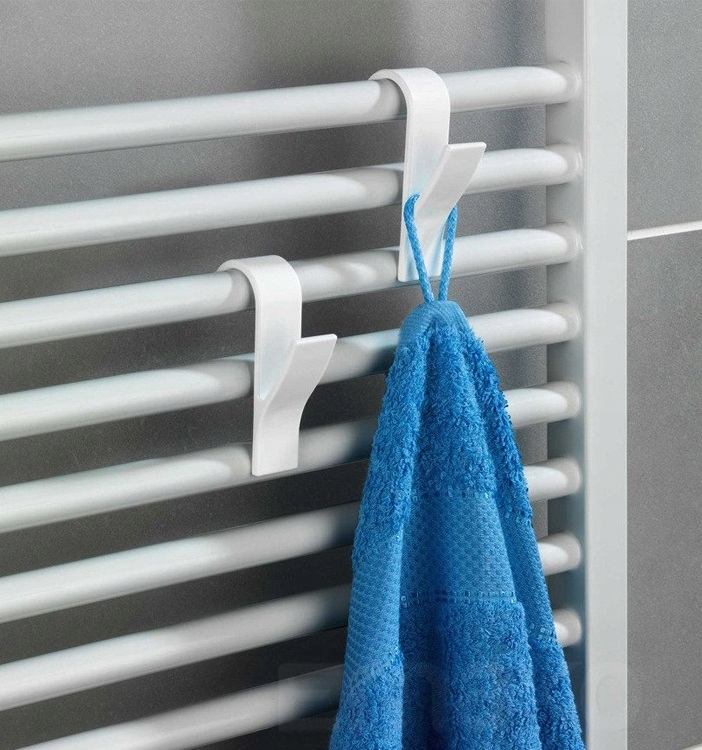 2x Wieszak Na Ręczniki Łazienkowy Na Grzejnik Kaloryfer Haczyk Biały 2 szt