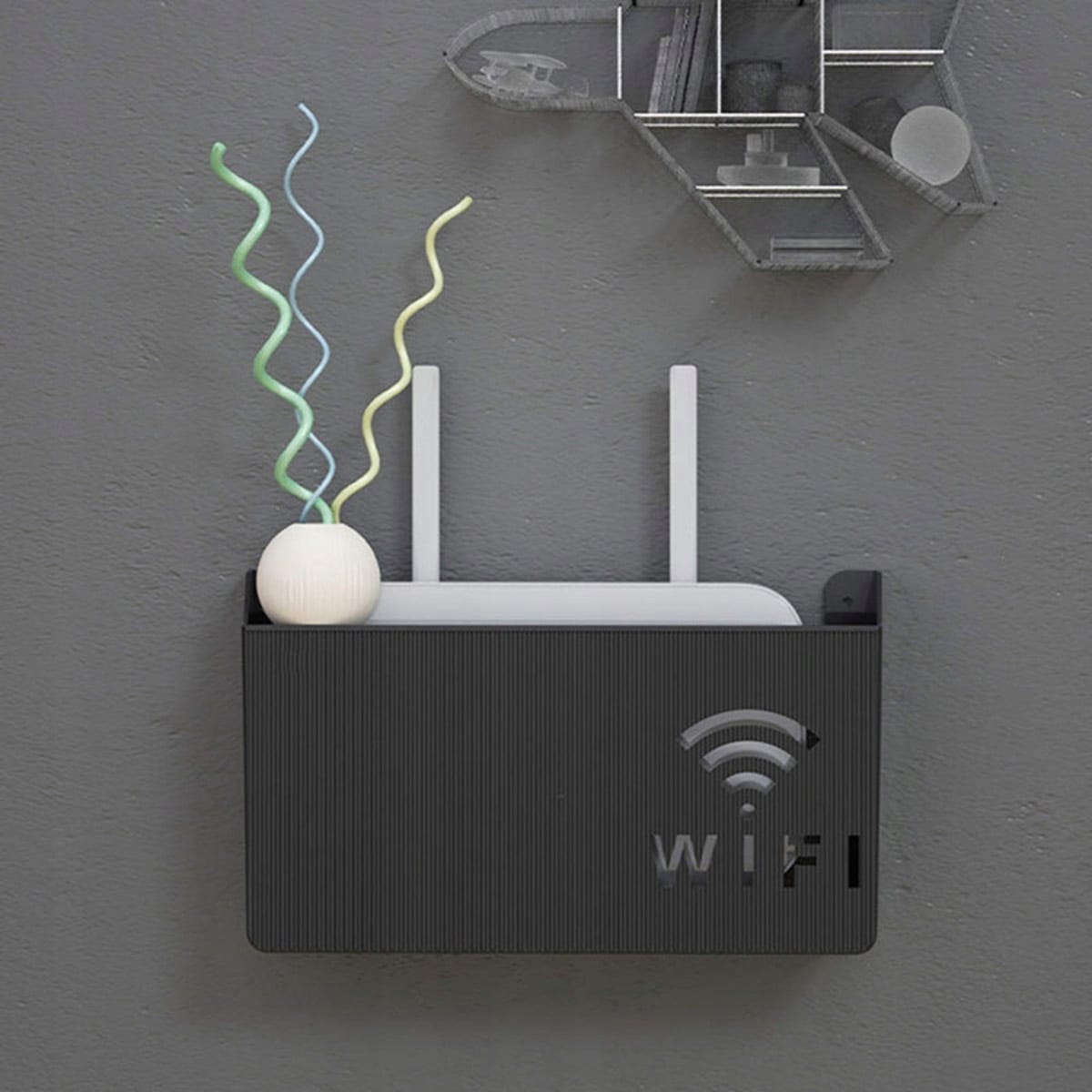 Uchwyt Ścienny Półka Naścienna Osłona Na Router Wifi Switch Czarna