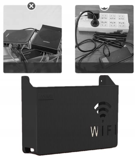 Uchwyt Ścienny Półka Naścienna Osłona Na Router Wifi Switch Czarna