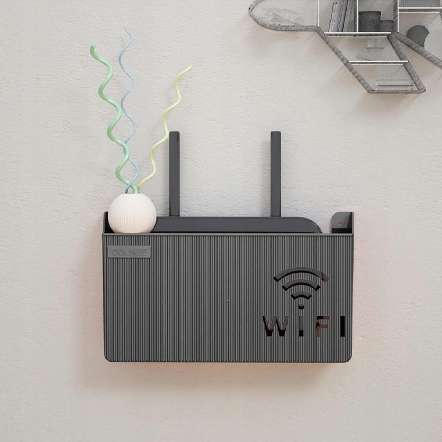Uchwyt Ścienny Półka Naścienna Osłona Na Router Wifi Switch Czarna