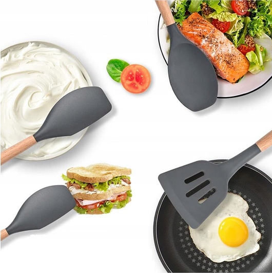 Przybory Kuchenne Silikonowe Zestaw Przyborów Kuchennych Akcesoria + Stojak