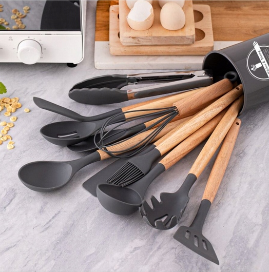 Przybory Kuchenne Silikonowe Zestaw Przyborów Kuchennych Akcesoria + Stojak