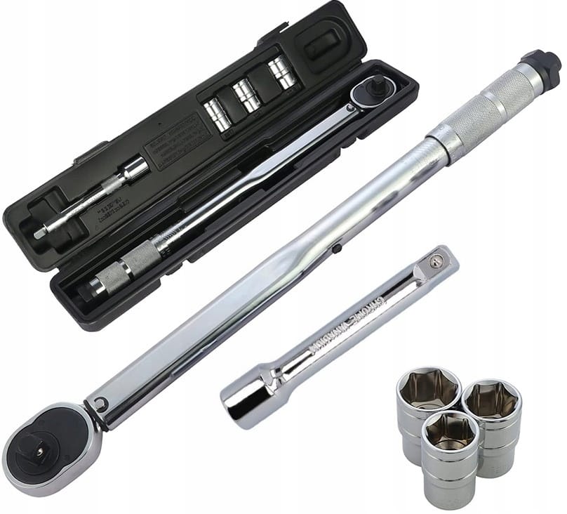 Klucz Dynamometryczny 1/2'' Zestaw 40-210nm W Walizce + 3 Nakładki 17-19-21