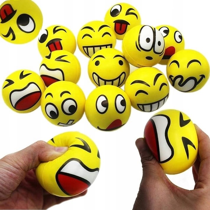 Piłka Piłeczka Piankowa Antystresowa Gniotek Mięka Buźki Emotki Emoji 12szt