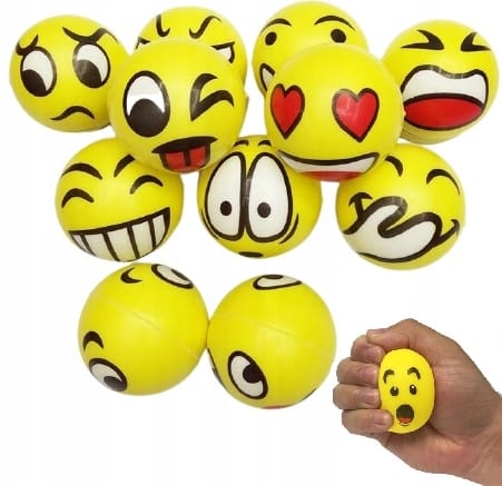 Piłka Piłeczka Piankowa Antystresowa Gniotek Mięka Buźki Emotki Emoji 12szt