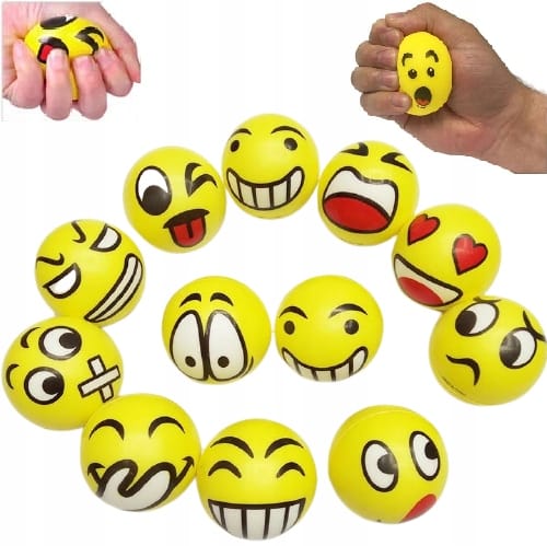Piłka Piłeczka Piankowa Antystresowa Gniotek Mięka Buźki Emotki Emoji 12szt
