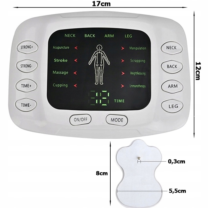 Elektrostymulator Mięśni Nerwów Tens Ems Silny Stymulator Masażer Elektrody