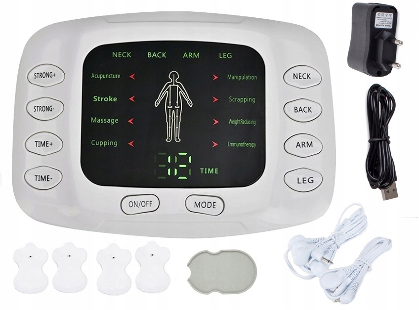 Elektrostymulator Mięśni Nerwów Tens Ems Silny Stymulator Masażer Elektrody